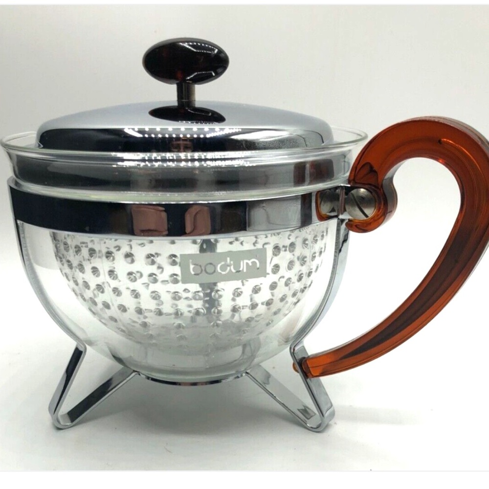 C. Jorgensen Switzerland 
Bodum Chambord teapot and warmer